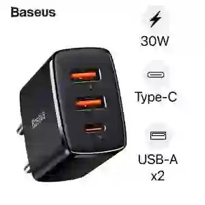 Sạc nhanh Baseus Compact 3 cổng (USB-A x2 + USB-C) 30W